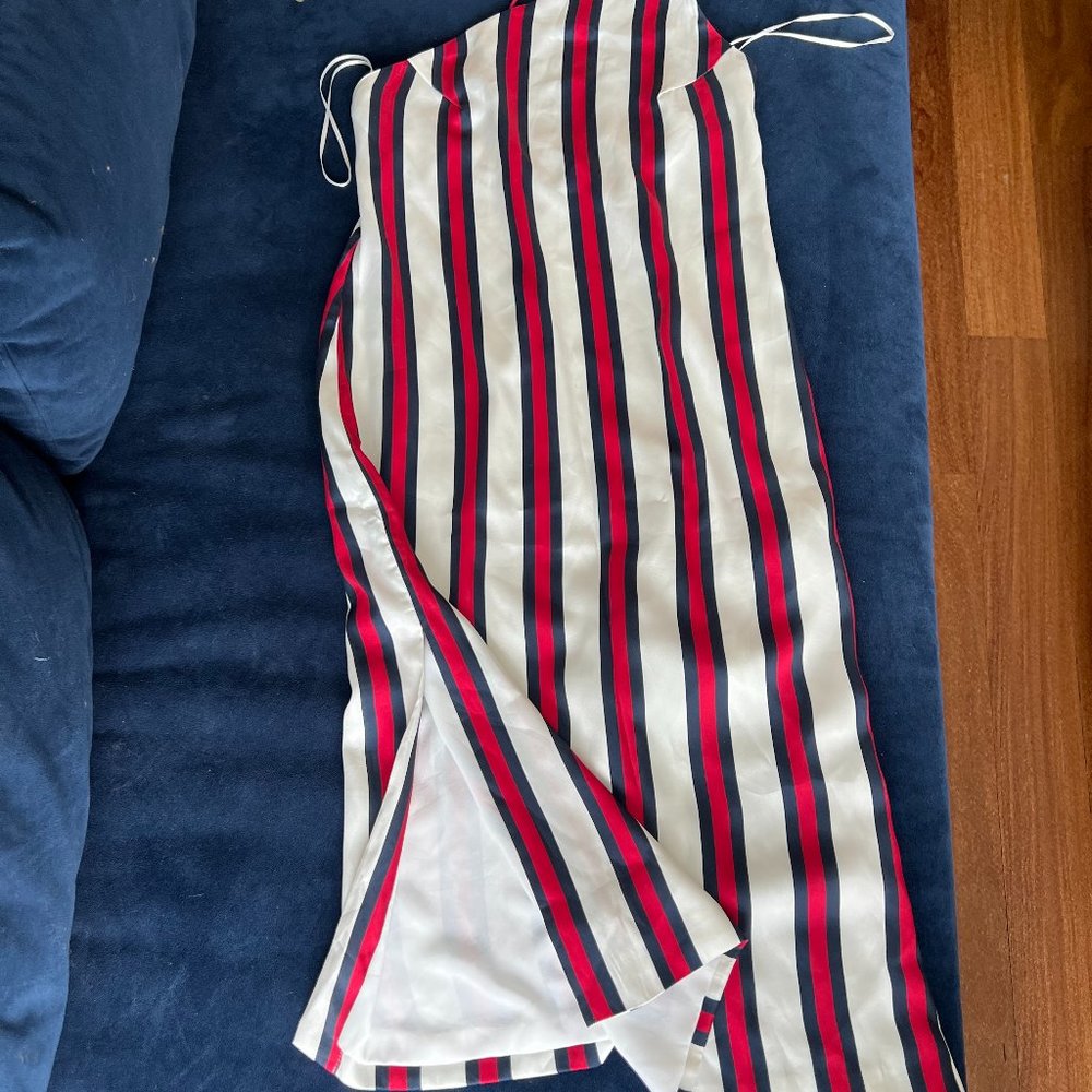 Finders one shoulder satin dress with stripes